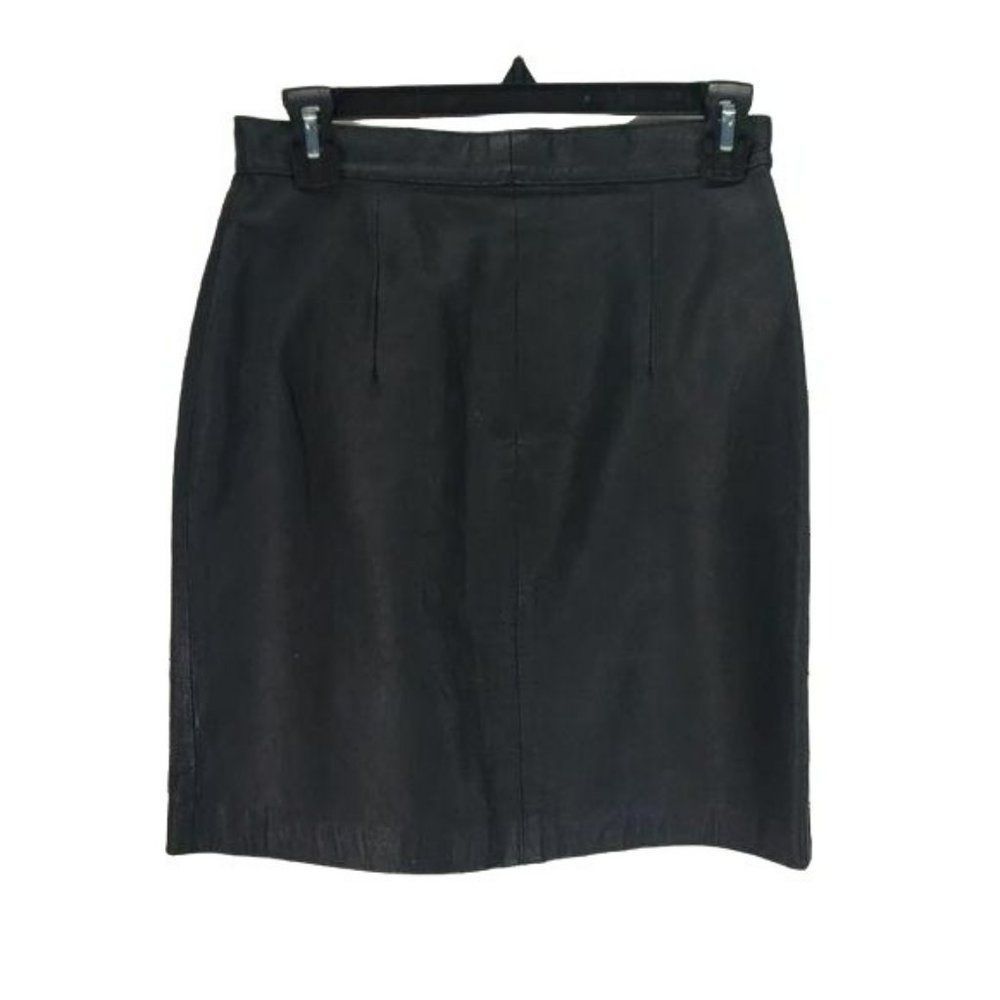 Cosa Nova Woman's Black Vintage‎ Genuine Leather Skirt Size 9